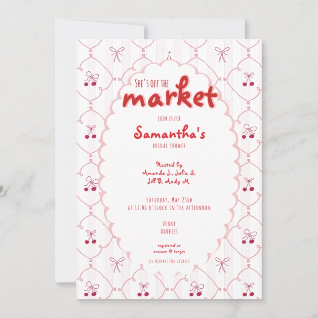 Invitation Hors du marché Coquette Bow Cerry Fête des mariées (Devant)
