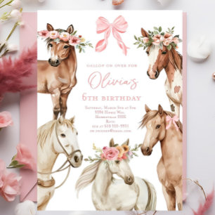 Invitation Horse anniversaire invitation, cheval fille invita