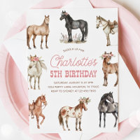 Horse Birthday Invitation, Floral Pony Invitation,