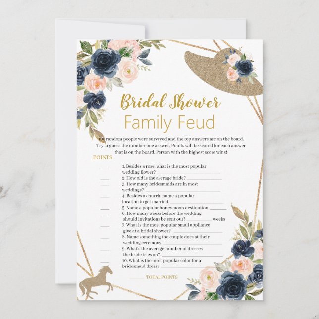 Invitation Horse & Hat Theme “Survey Says” Bridal Shower Game (Devant)