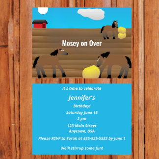Invitation Horse Theme Party | “Mosey On Over”