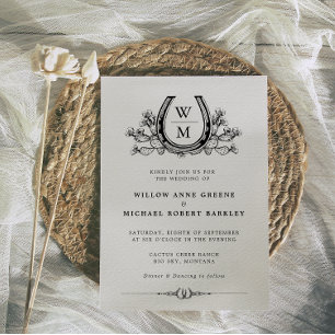 Invitation Horseshoe Cactus Western Pays Mariage photo