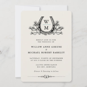 Invitation Horseshoe Cactus Western Pays Mariage photo