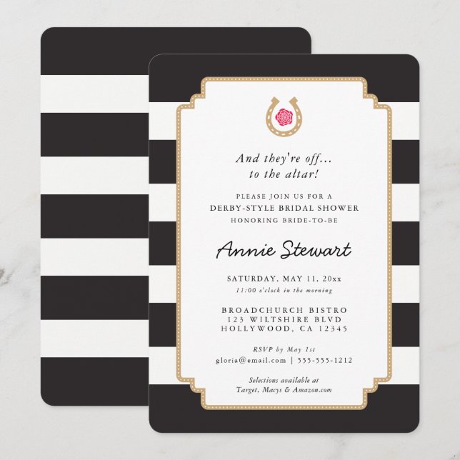 Invitation Horseshoe de l'invitation à la douche nuptiale Der (Devant / Derrière)