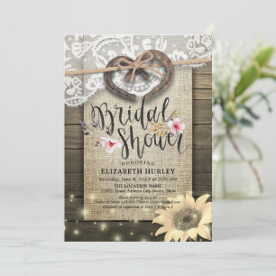 Invitation Horseshoe Lace Burlap Sunflower Fête des mariées e