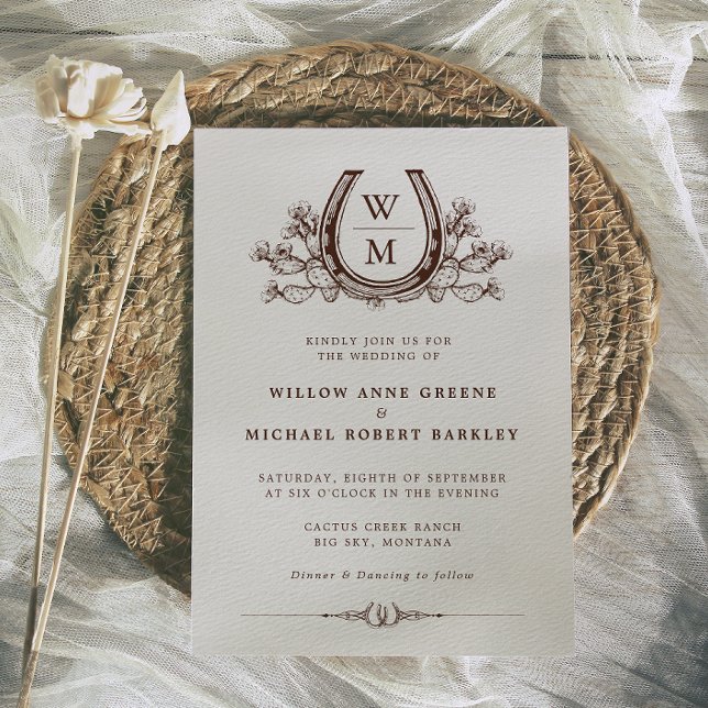 Invitation Horseshos Cactus Western Country Boho Mariage Inv (Créateur téléchargé)