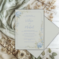 Hortensia Bleu Fleuron Élégant Mariage Vert Sauge