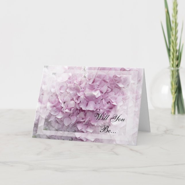 Invitation Hortensia rose mol vous serez ma demoiselle (Devant)