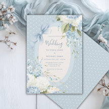 Hortensias Blancs Bleus Mariage Élégant Vintage