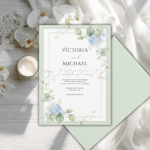 Invitation Hortensias Bleus Élégance Florale de Mariage