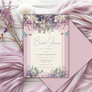 Invitation Hortensias Violettes Aquarelle Moderne Mariage