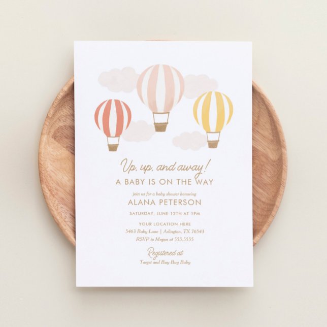 Invitation Hot Air Balloons Girl Travel Baby shower (Créateur téléchargé)