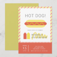 HOT DOG! Anniversaire de enfant moderne rouge et j