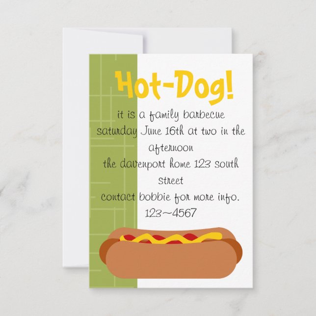 Invitation Hot Dog ! Parti (Devant)