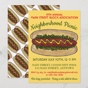 Invitation Hot Dog Quartier Réunion pique-nique fête de cuisi