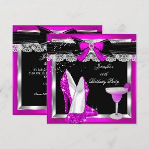 Invitation Hot Parties scintillant rose Hi Heels Silver Cockt