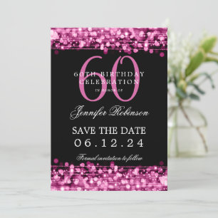 Invitation Hot Pink 60th Birthday Enregistrer la date avec le