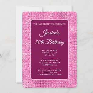 Invitation Hot Pink Disco Parties scintillant 30e anniversair
