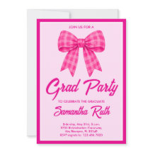 Hot Pink Gingham Bow Graduation Party