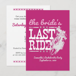 Invitation Hot Pink Le Dernier Ride de la mariée