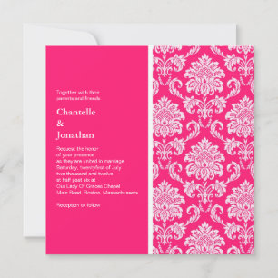 Invitation Hot Pink Mariage damassé