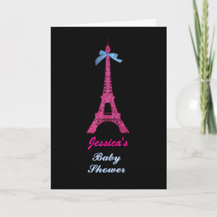 Invitation Hot Pink Paris Tour Eiffel Baby shower