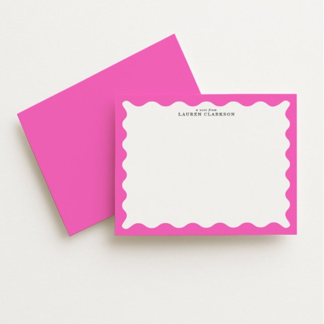 Invitation Hot Pink Wavy Frame Note Card (Créateur téléchargé)