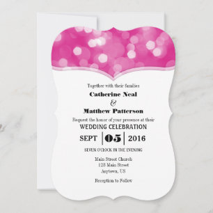 Invitation Hot rose Bokeh Parties scintillant lumière mariage