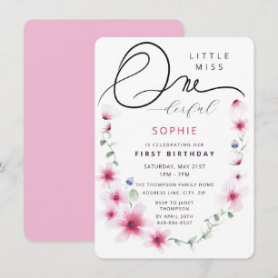 Invitation Hot rose Fleur sauvage Wreath One-derful Girl Part