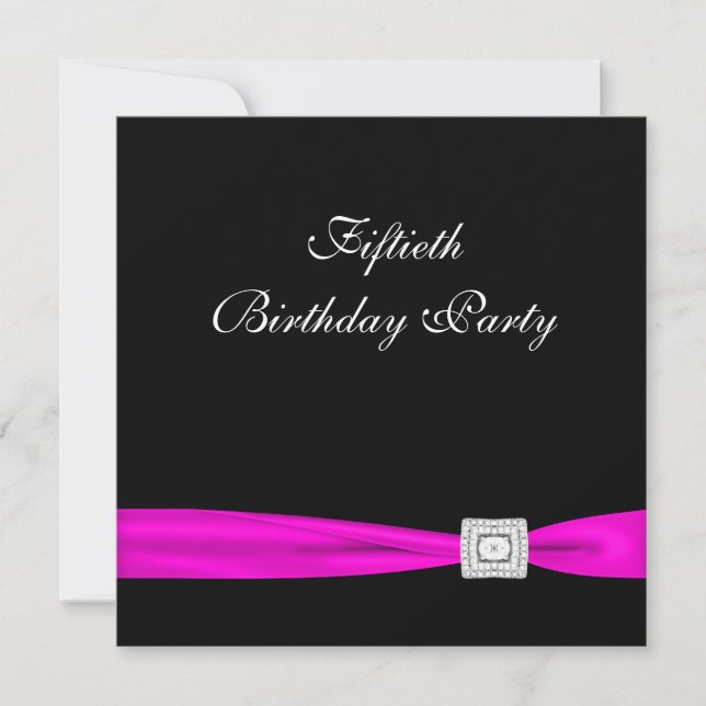 Invitation Hot rose Fuchsia Classy 50e fête d'anniversaire (Devant)