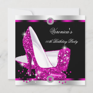 Invitation Hot Rose Hi Heures Black Silver fête d'anniversair