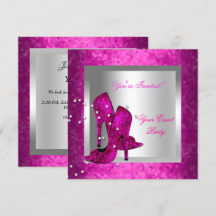 Invitation Hot Rose High Heel Chaussures Silver Event Party