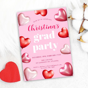 Invitation Hot rose mignon Parti de graduation moderne