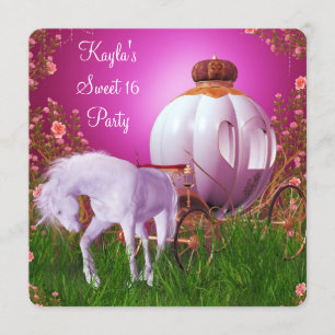 Invitation Hot rose Princess Sweet 16 Anniversaire