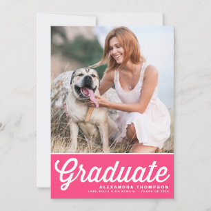 Invitation Hot Rose Retro Gras Typographie Graduation