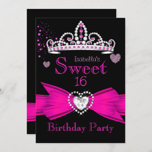 Invitation Hot rose Sweet 16 Anniversaire Diamond Tiara 2
