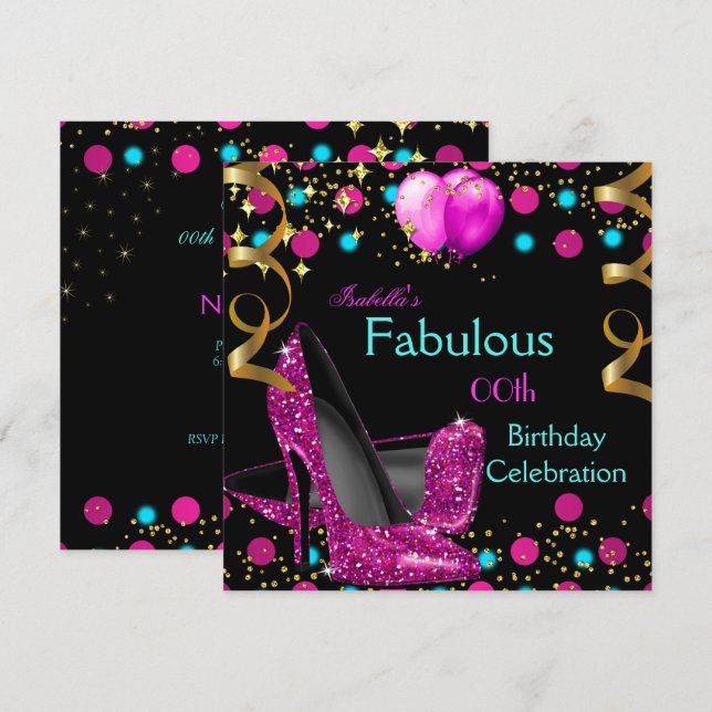 Invitation Hot rose Turquoise Bleu Haut talons Chaussures Ann (Devant / Derrière)