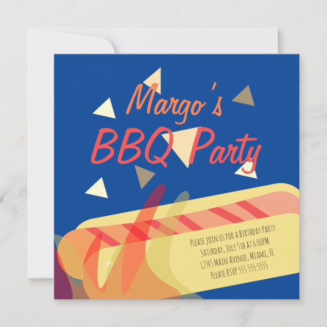 Invitation Hotdog Cookout BBQ fête d'anniversaire (Devant)