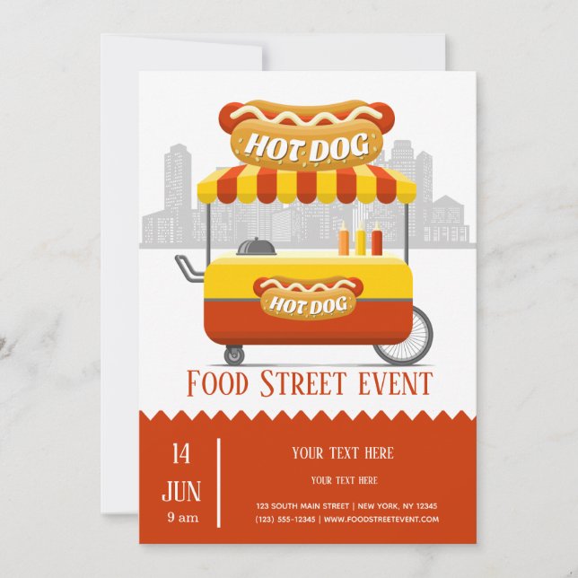 Invitation hotdog de rue alimentaire (Devant)