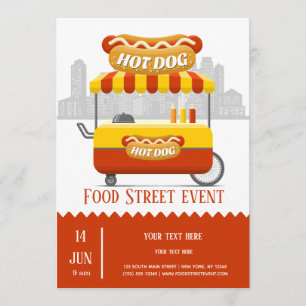 Invitation hotdog de rue alimentaire