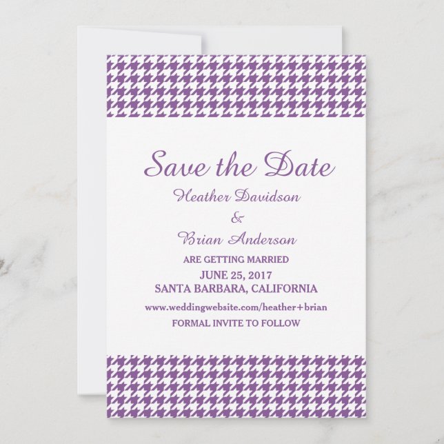Invitation Houndstooth pour Sauvegarder la Date, V (Devant)