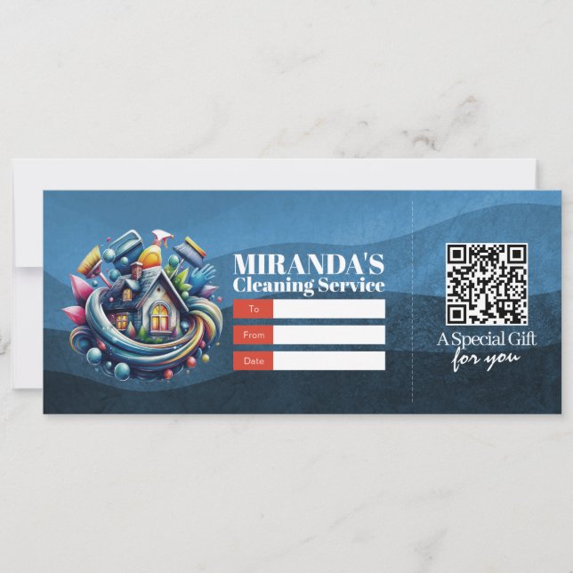 Invitation House Cleaning Services Gift Certificate Voucher (Devant)