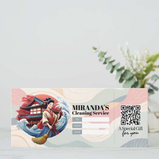 Invitation House Cleaning Services Gift Certificate Voucher (Debout devant)