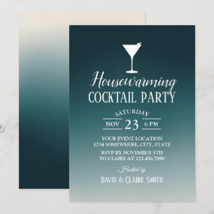 Invitation House Cocktail Party Élégant Turquoise Ombre