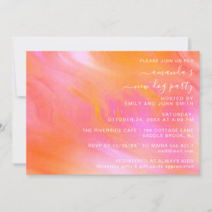 Invitation House Party Pastel rose Poudre Abstraite