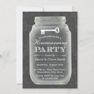 Invitation House Party Rustic Mason Jar Chalkboard