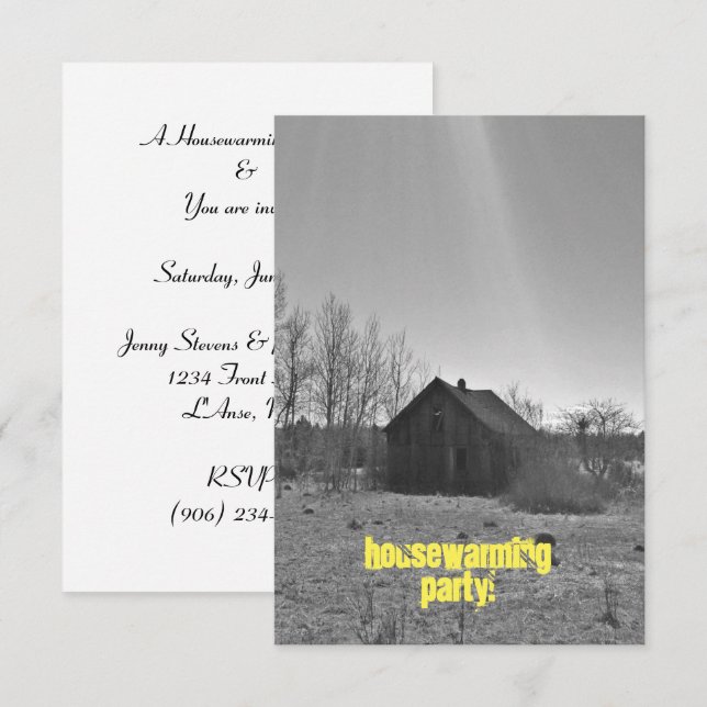 Invitation Housewarming Party fun rustic old home (Front/Back)