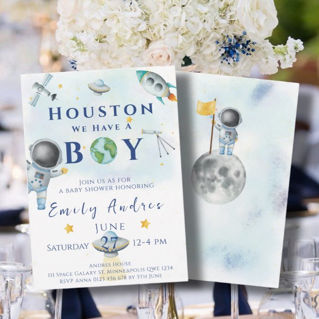 Invitation Houston Nous Avons Un Garçon Astronaute Du baby sh (Créateur téléchargé)