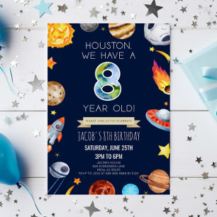 Invitation Houston Nous Avons Une Fête D'anniversaire De 8 An