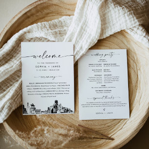 Invitation Houston Skyline Wedding Program 5x7 Flat Card
